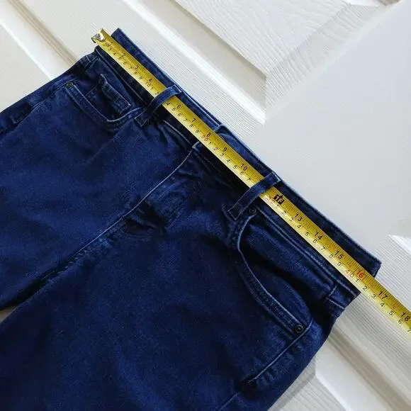 NYDJ Marilyn Straight Jeans 12 Lift Tuck dark wash blue 33W 28.5L hemmed short - Picture 12 of 16